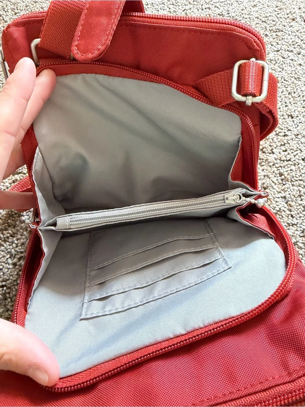 BAGGALLINI Rust Red Nylon Zippered Crossbody Shoulder Bag
